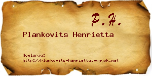 Plankovits Henrietta névjegykártya